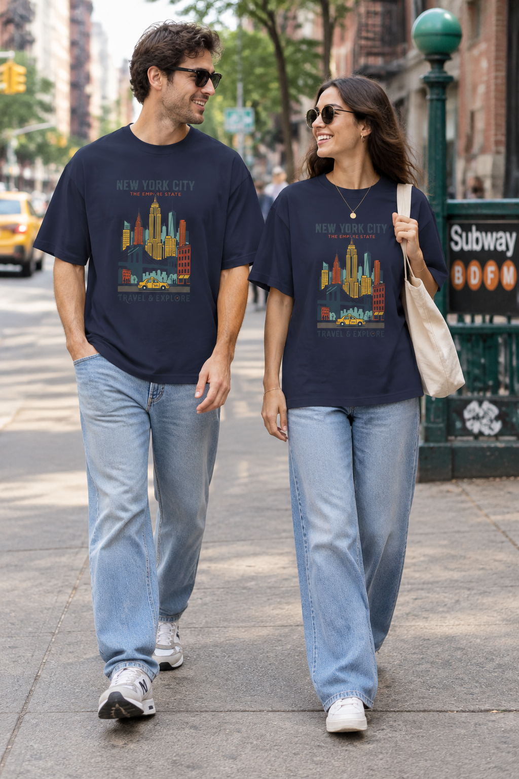 New York City Skyline Tee — "Travel & Explore" Vintage NYC Graphic Shirt