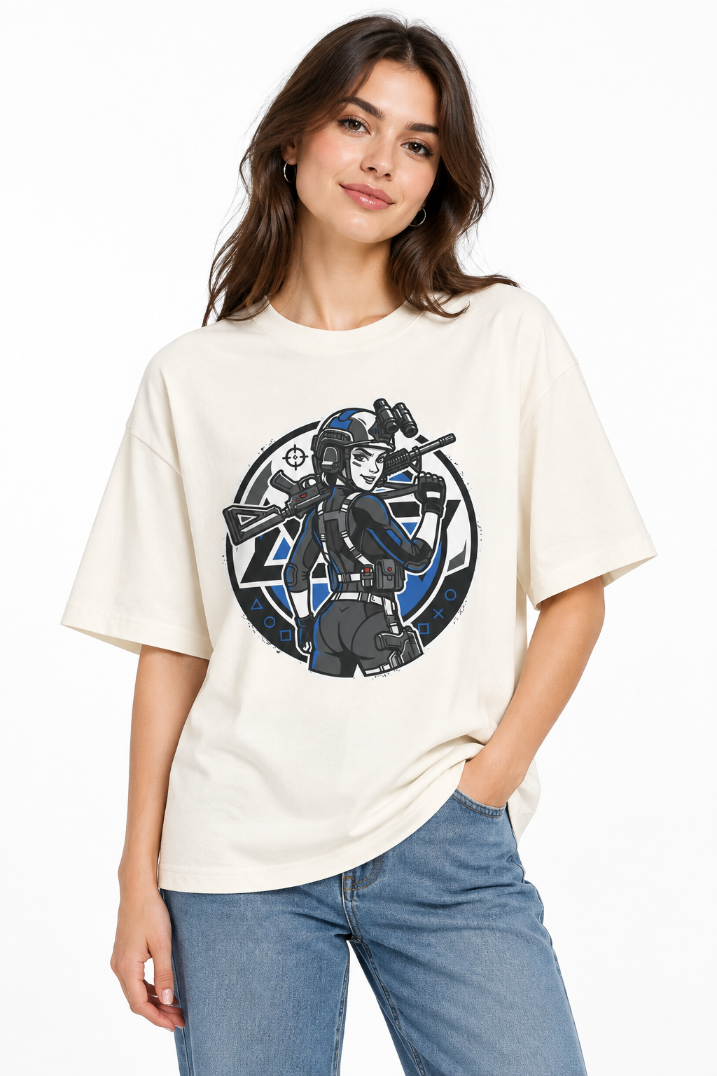 Tactical Sniper Graphic Tee — Female Sniper Gamer Shirt
