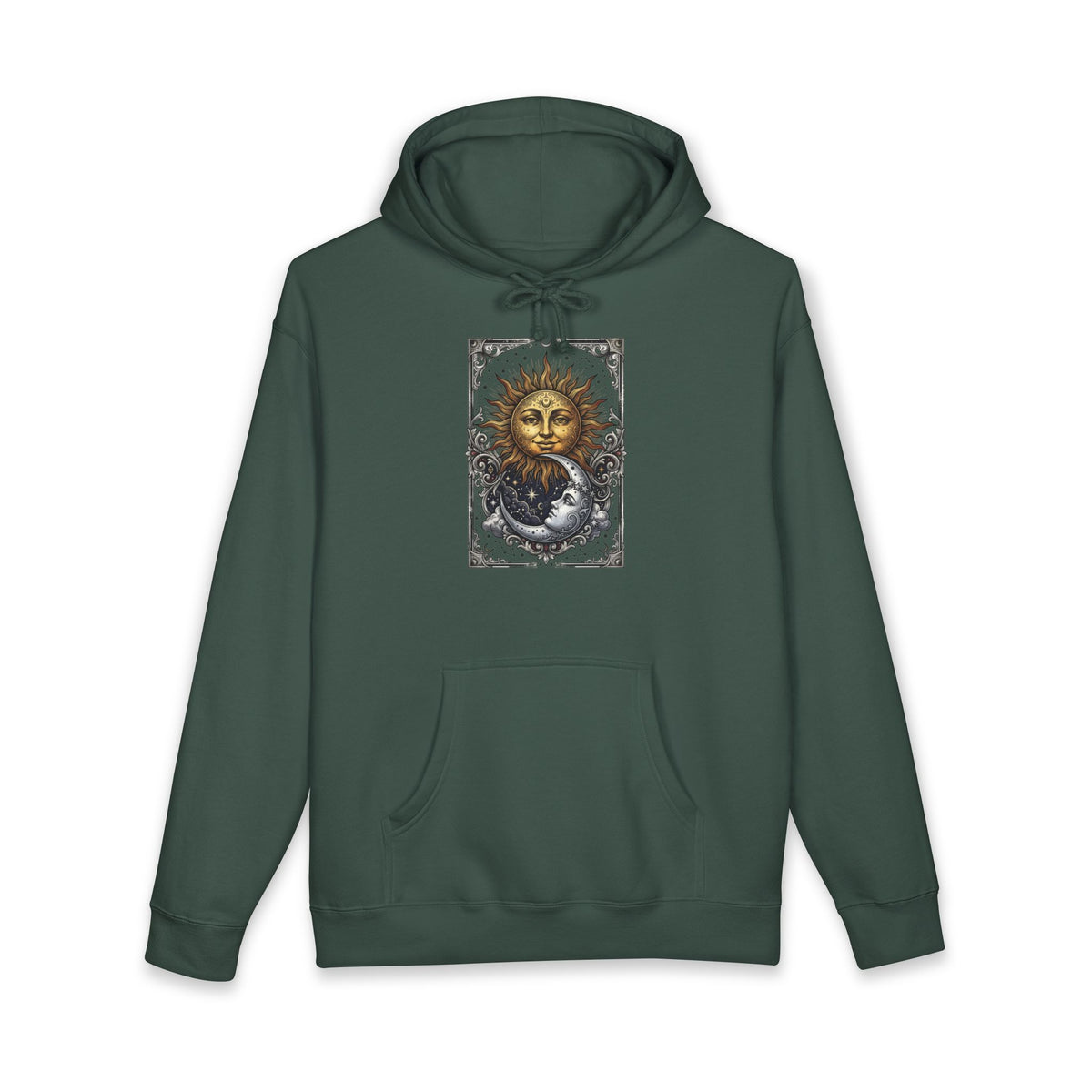 Sun & Moon Hoodie — Vintage Celestial Graphic Pullover