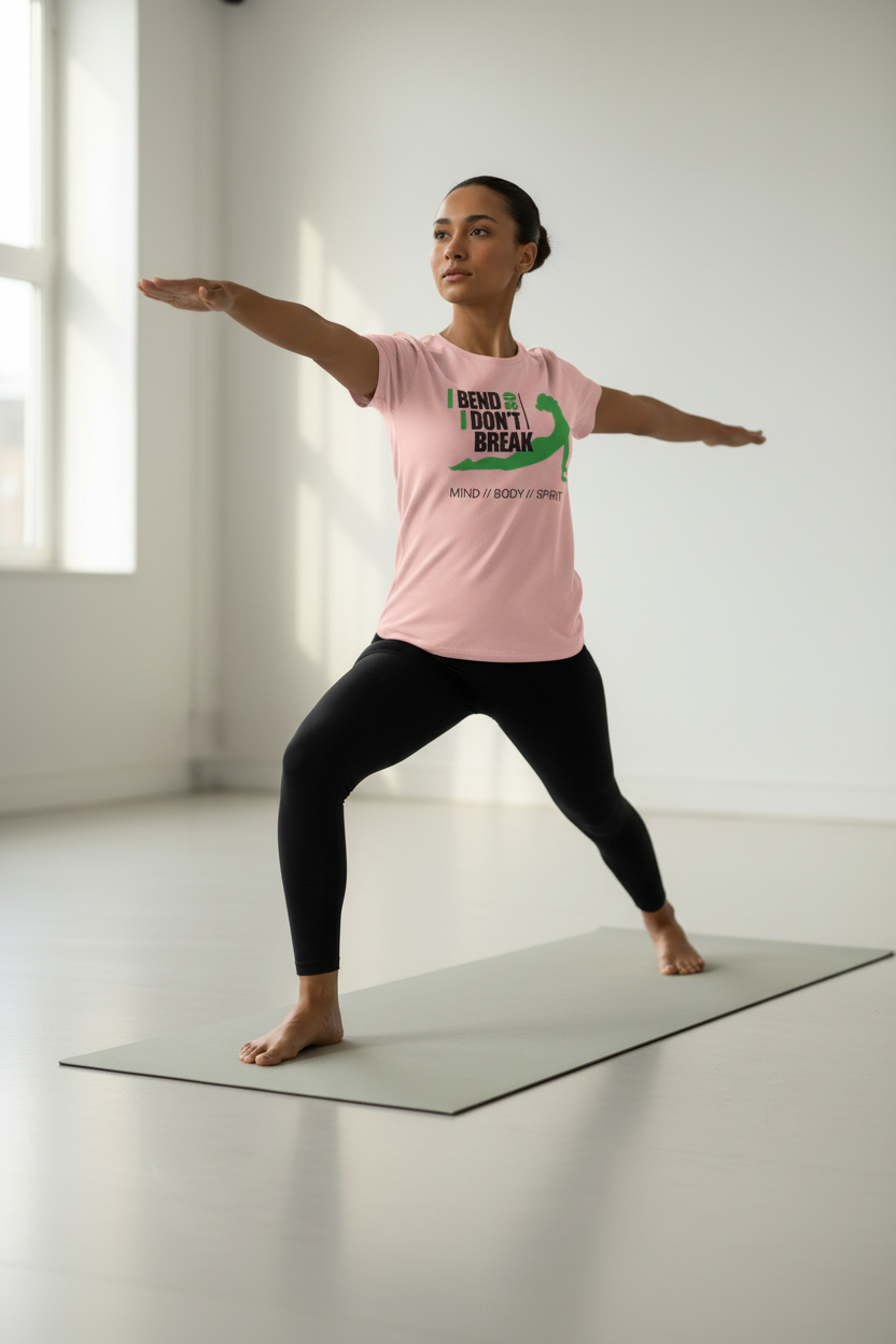 Yoga T-Shirt — “I Bend So I Don’t Break” Mind // Body // Spirit Tee
