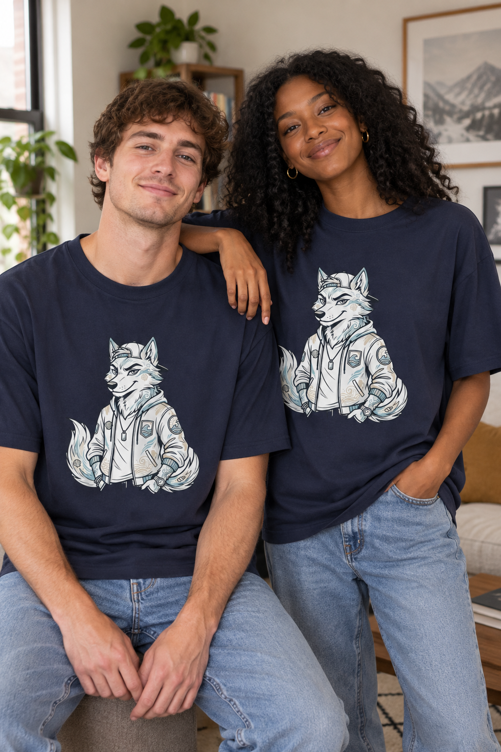 Wolf Character Tee — Cool Fox Jacket Graphic T-Shirt