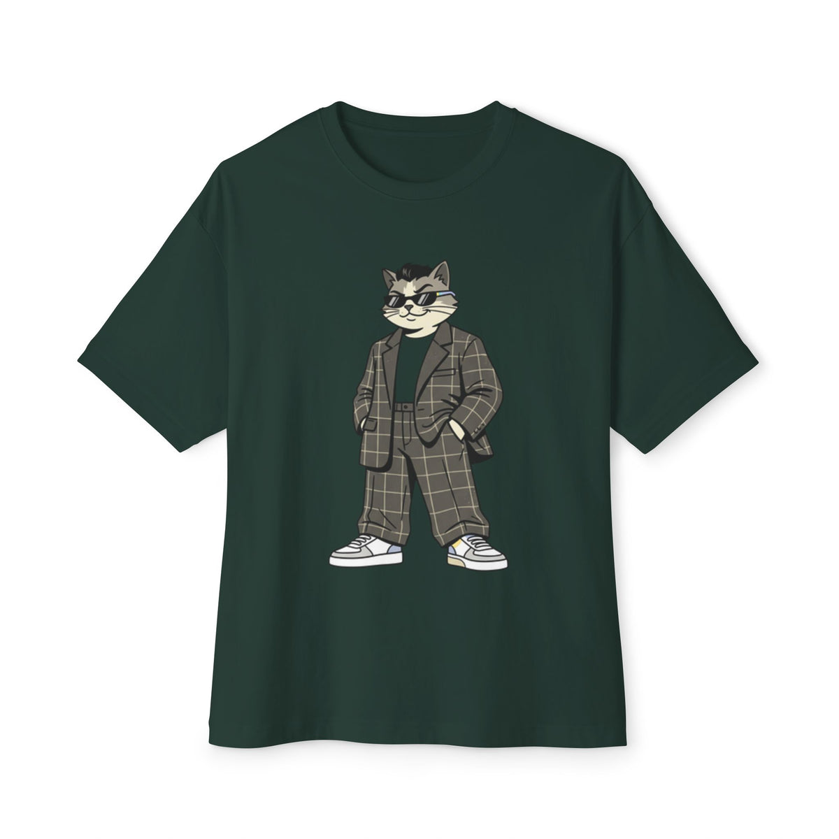 Cat in Plaid Suit Tee — Cool Retro Cat Graphic T-Shirt