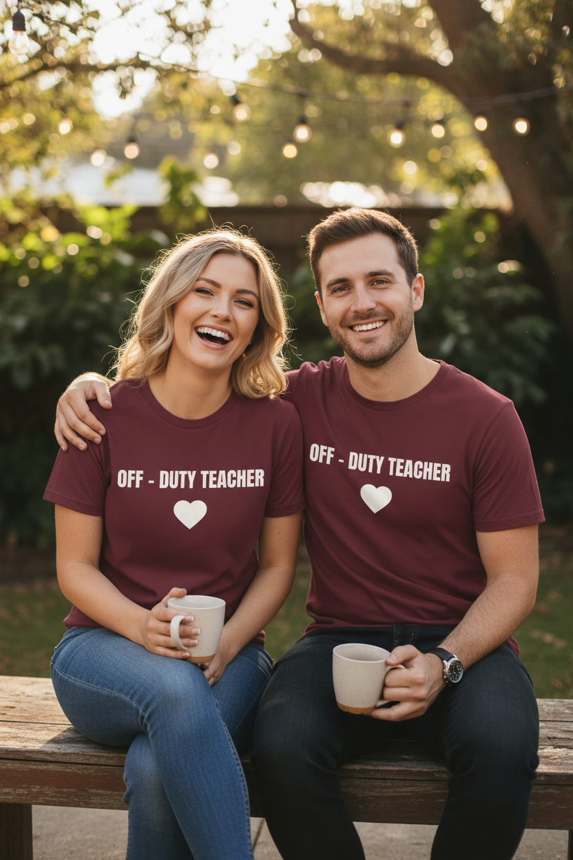 Off-Duty Teacher T-Shirt — Cute Heart Design | Gift for Teachers