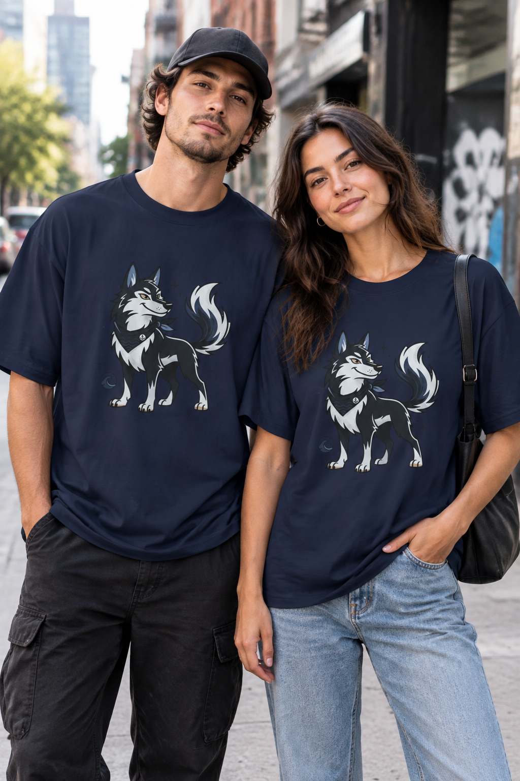 Husky Wolf Graphic Tee — Cute Arctic Dog Illustration T-Shirt