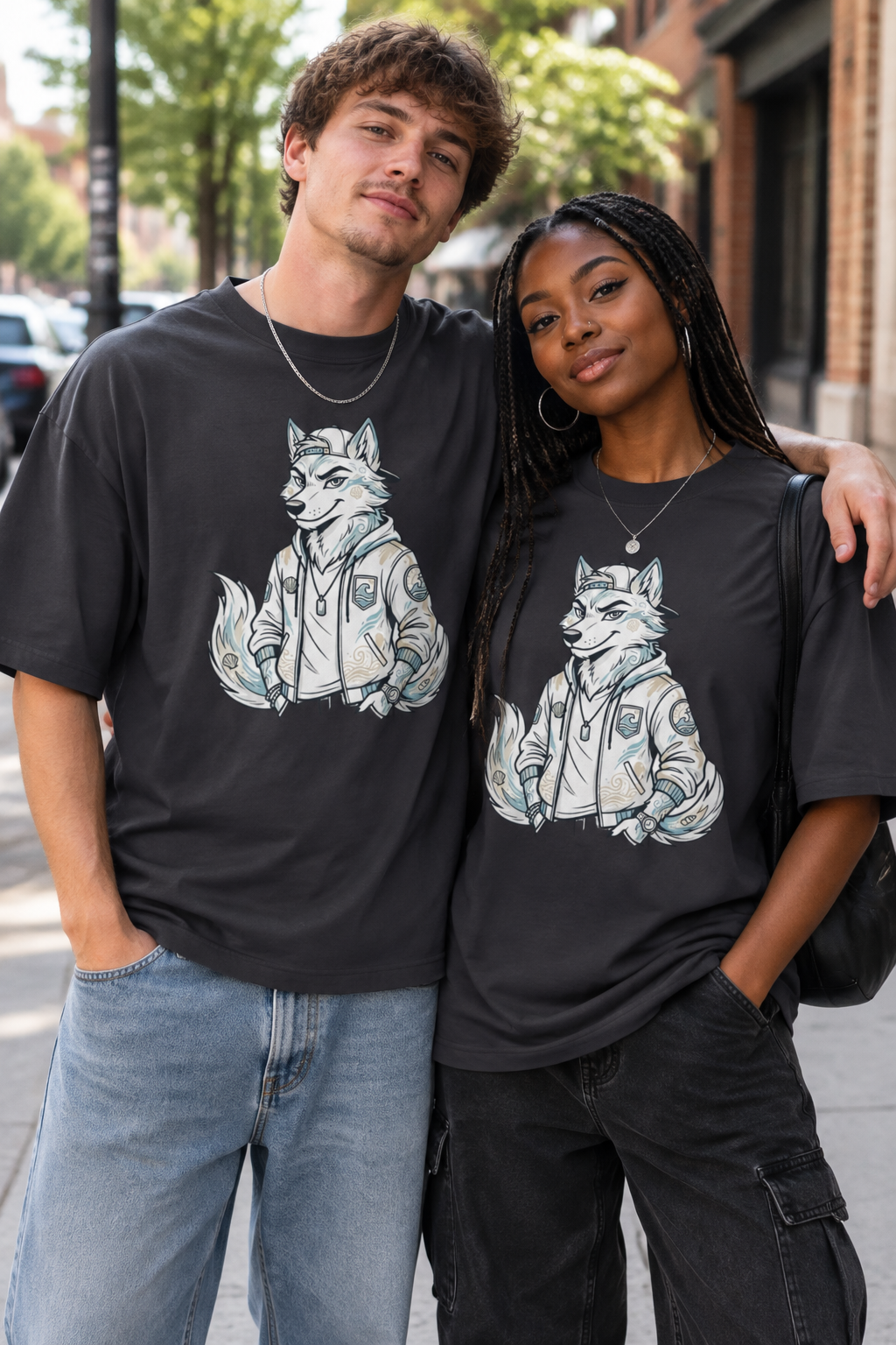 Wolf Character Tee — Cool Fox Jacket Graphic T-Shirt