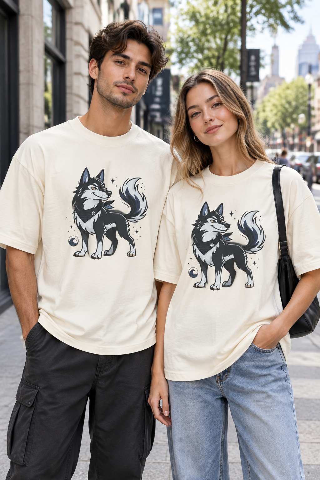 Husky Wolf Graphic Tee — Cute Arctic Dog Illustration T-Shirt