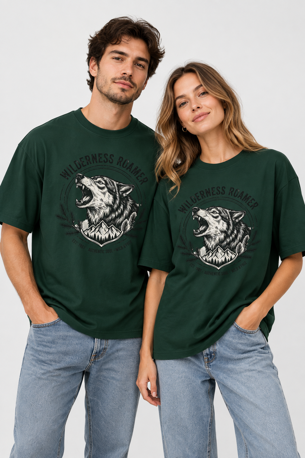 T-Shirt — 'Wilderness Roamer' Wolf Graphic Tee | Outdoor Adventure Shirt