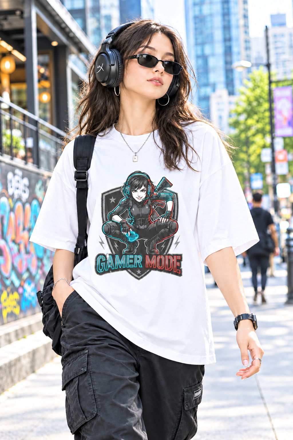 Gamer Mode Graphic Tee — Retro Female Gamer Design