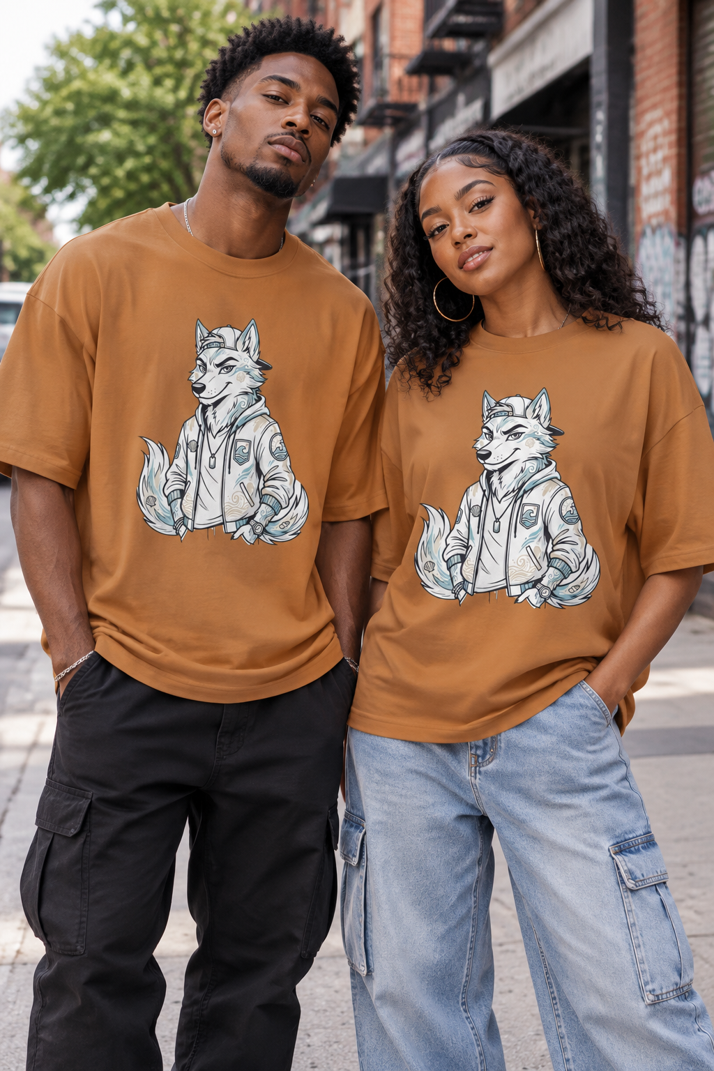 Wolf Character Tee — Cool Fox Jacket Graphic T-Shirt