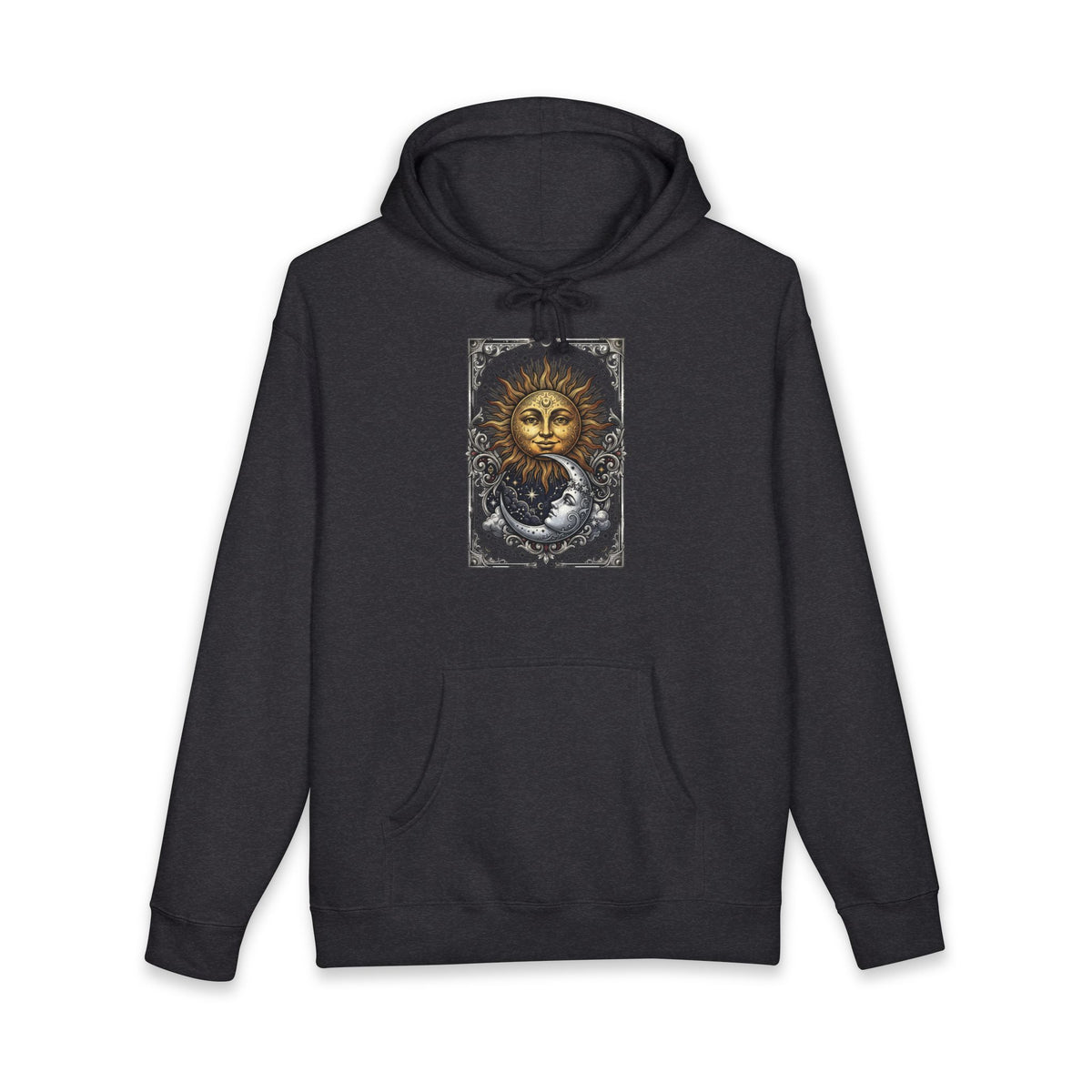 Sun & Moon Hoodie — Vintage Celestial Graphic Pullover