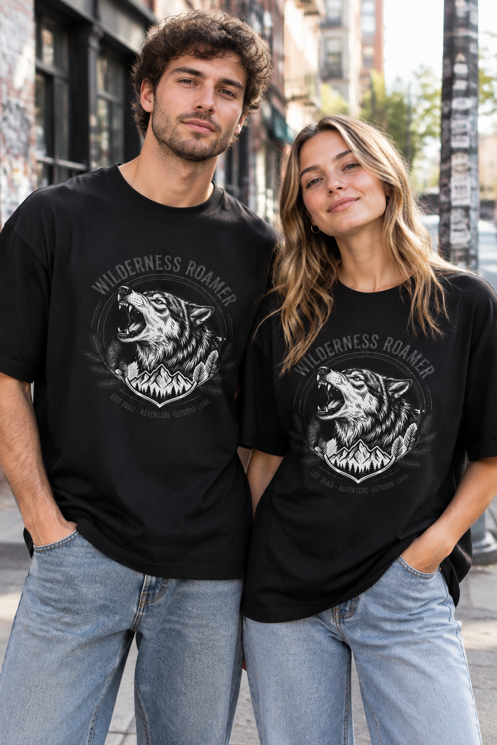 T-Shirt — 'Wilderness Roamer' Wolf Graphic Tee | Outdoor Adventure Shirt