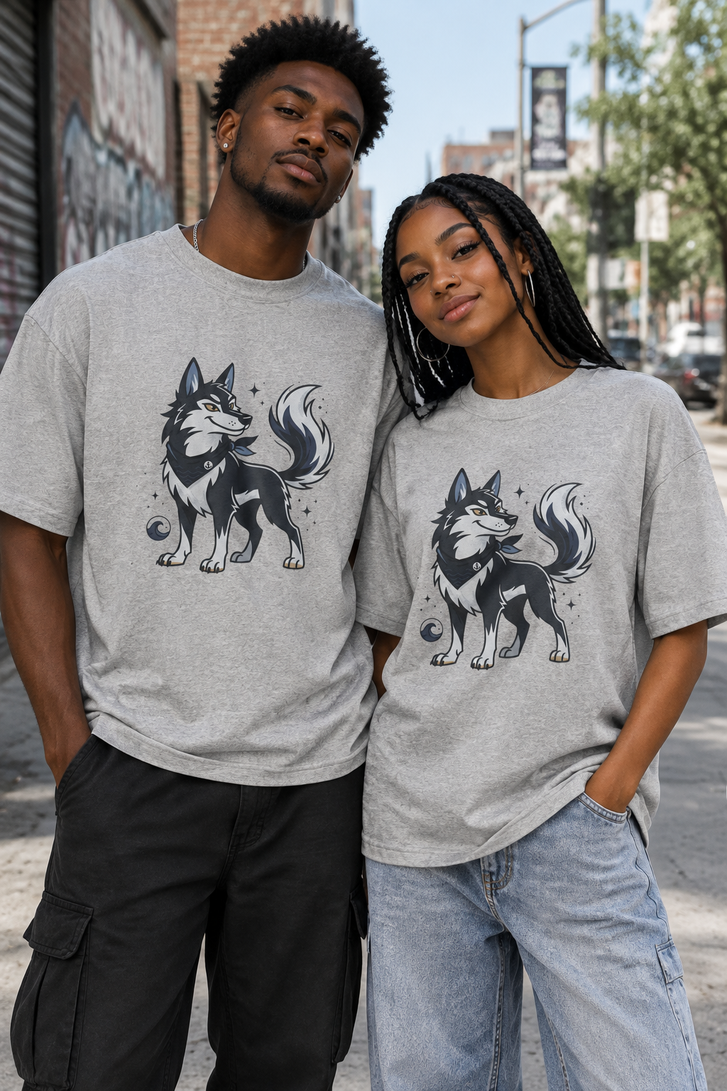 Husky Wolf Graphic Tee — Cute Arctic Dog Illustration T-Shirt