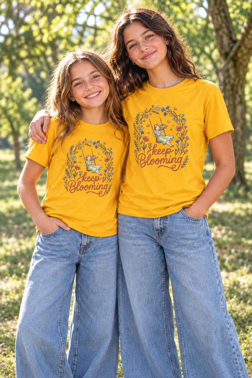 Youth Tee — "Keep Blooming" Floral Girl Gardening Shirt