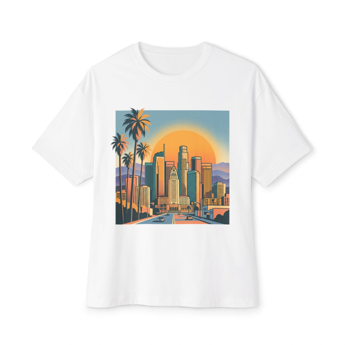 Sunset Cityscape Tee — Retro Los Angeles Skyline T-Shirt