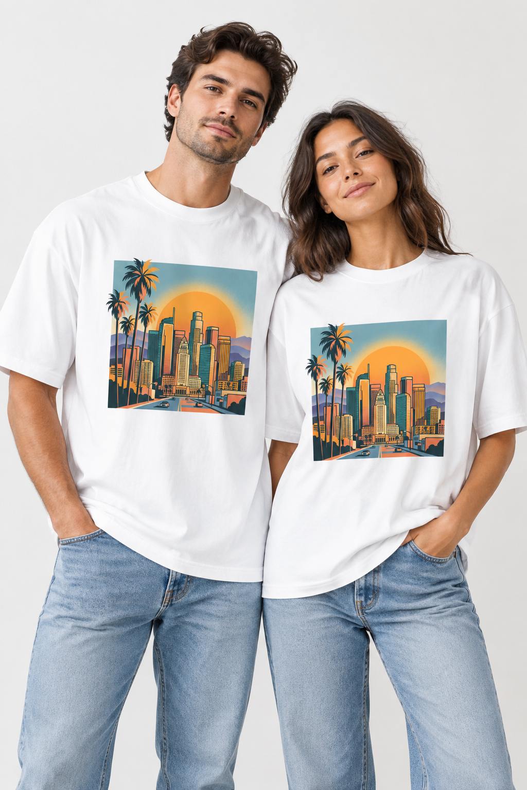 Sunset Cityscape Tee — Retro Los Angeles Skyline T-Shirt