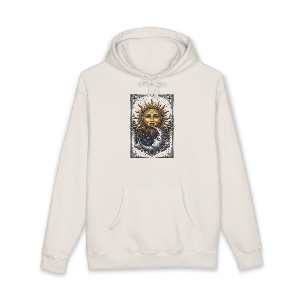 Sun & Moon Hoodie — Vintage Celestial Graphic Pullover