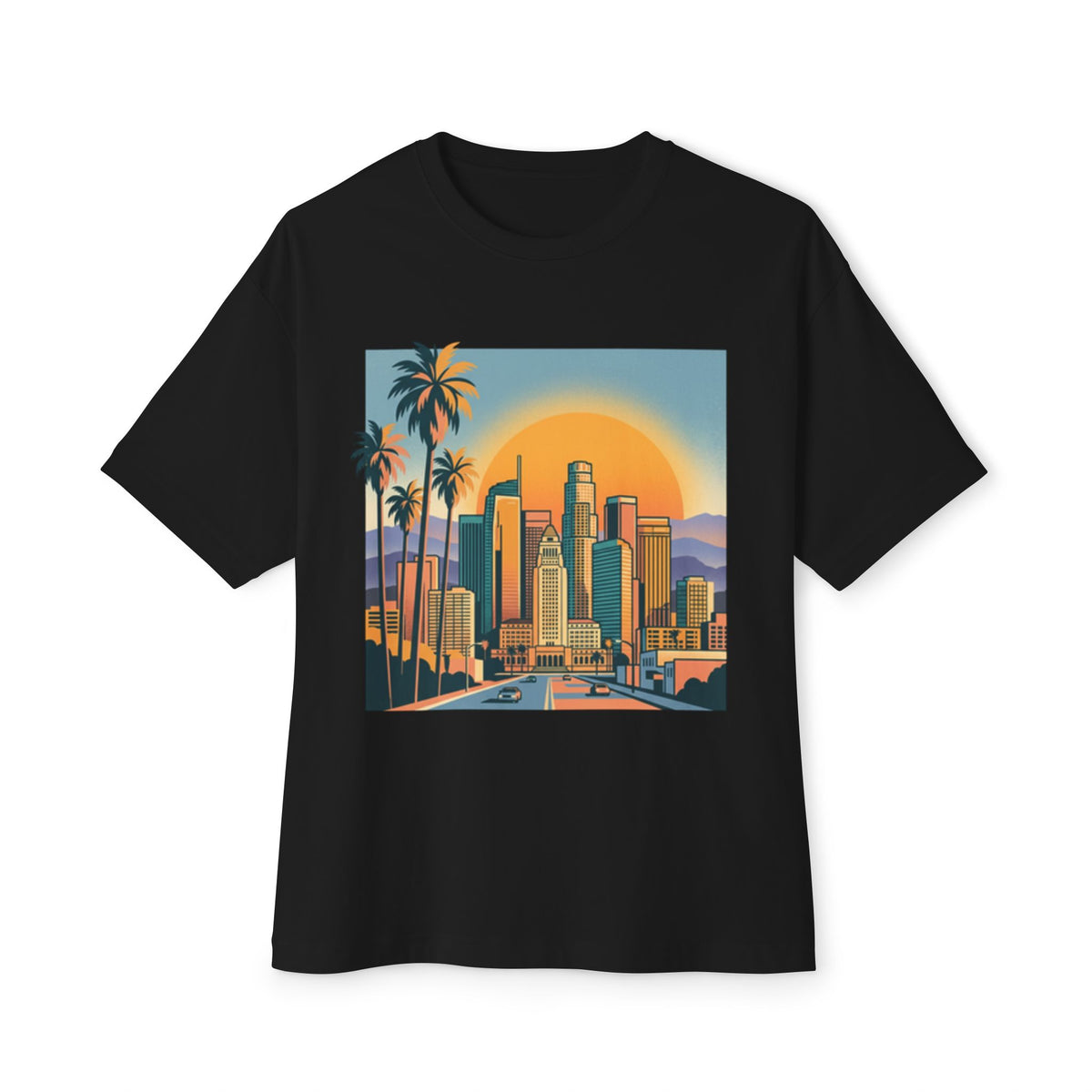 Sunset Cityscape Tee — Retro Los Angeles Skyline T-Shirt