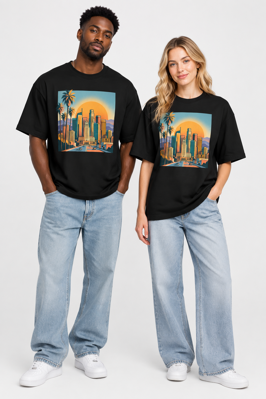 Sunset Cityscape Tee — Retro Los Angeles Skyline T-Shirt