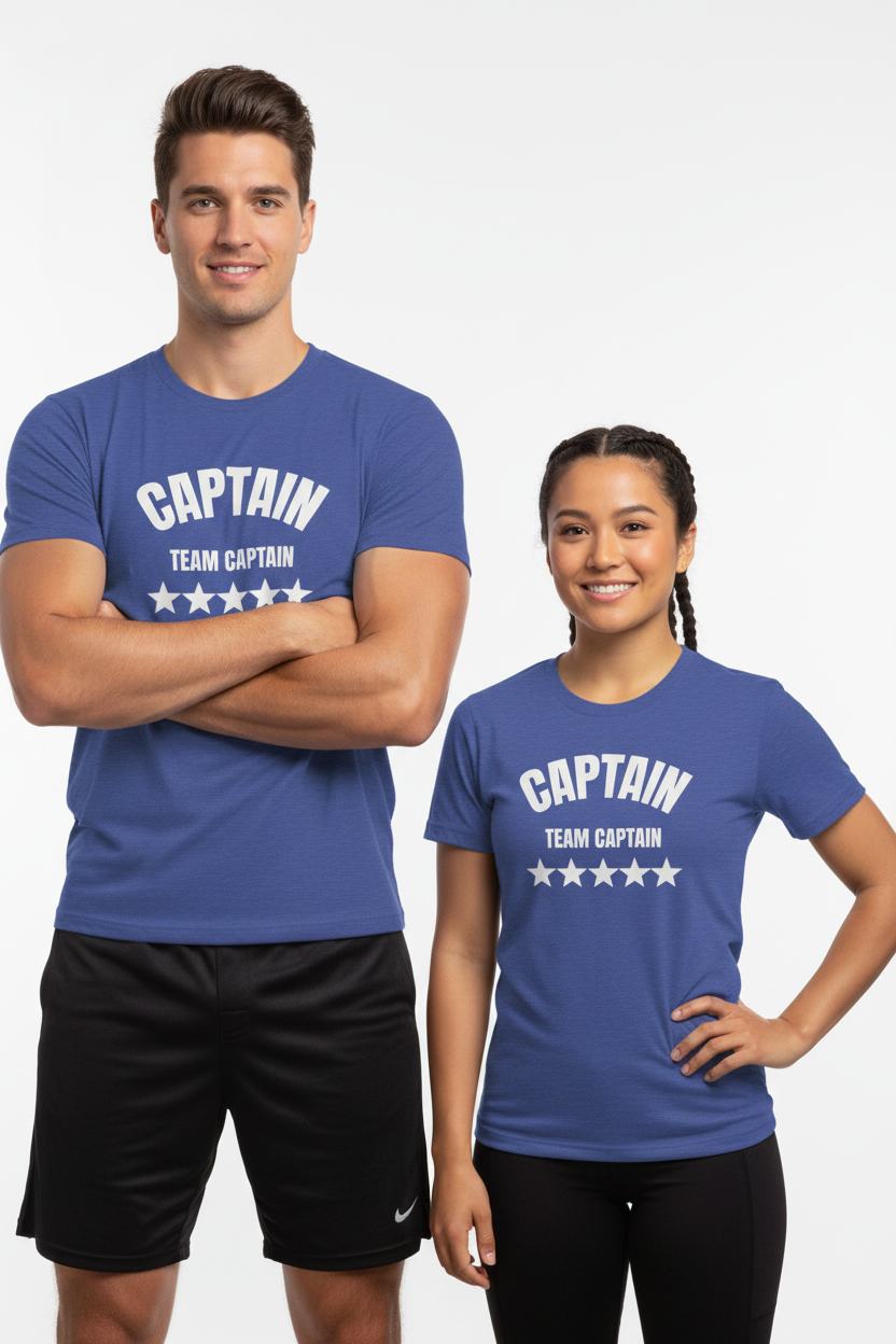 Captain Team Captain Graphic Tee — Casual White Short Sleeve Shirt