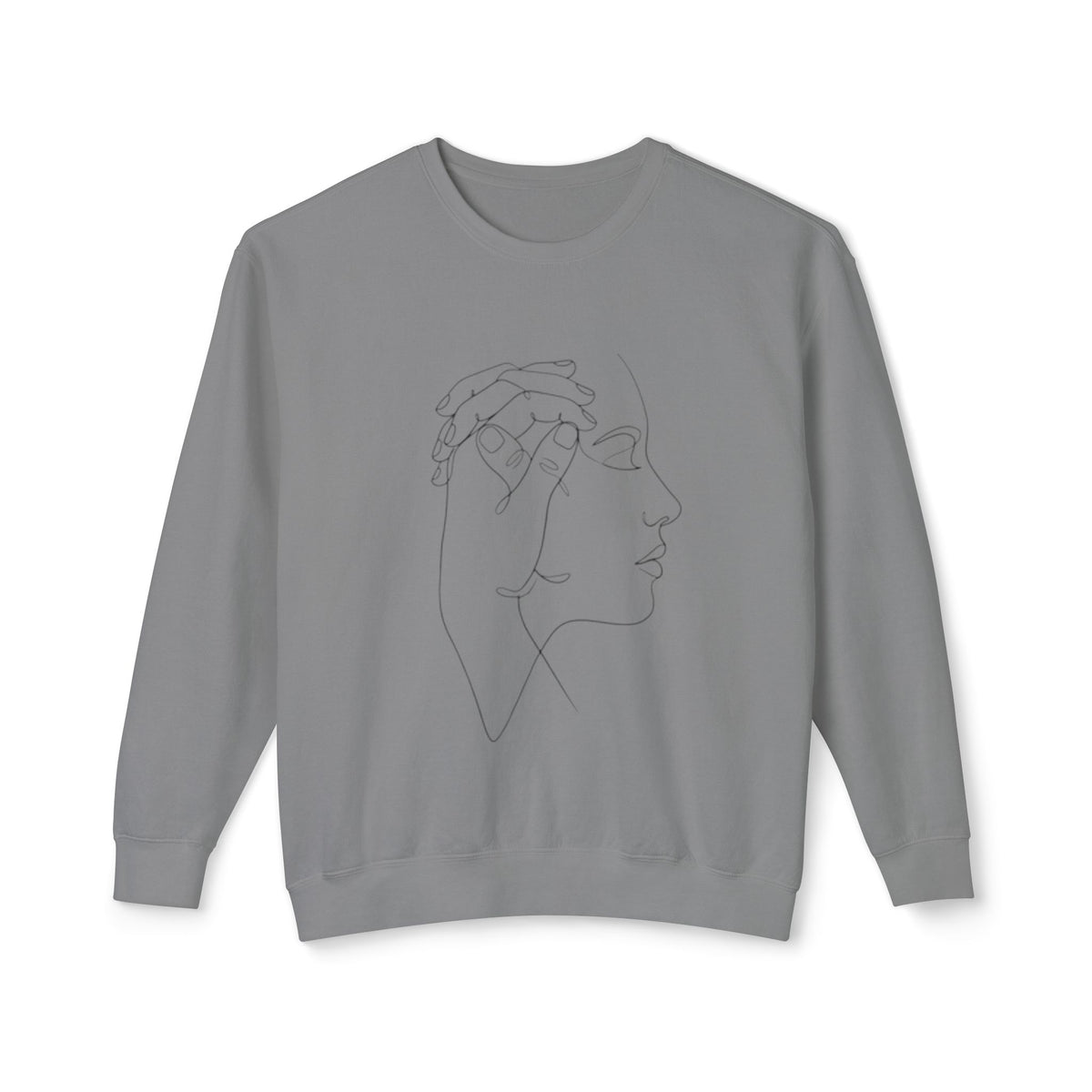 Minimal Line Art Profile Crewneck Sweatshirt — Elegant One-Line Face Design