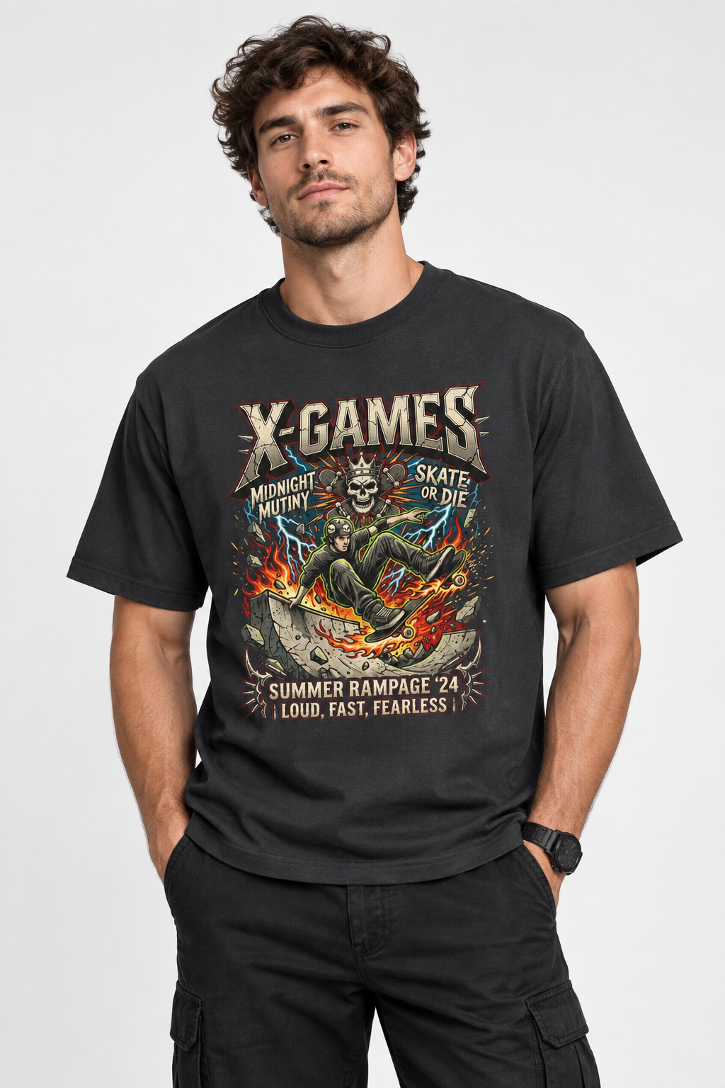 X-Games Skateboard Skull Tee — Vintage Skate Graphic T-Shirt