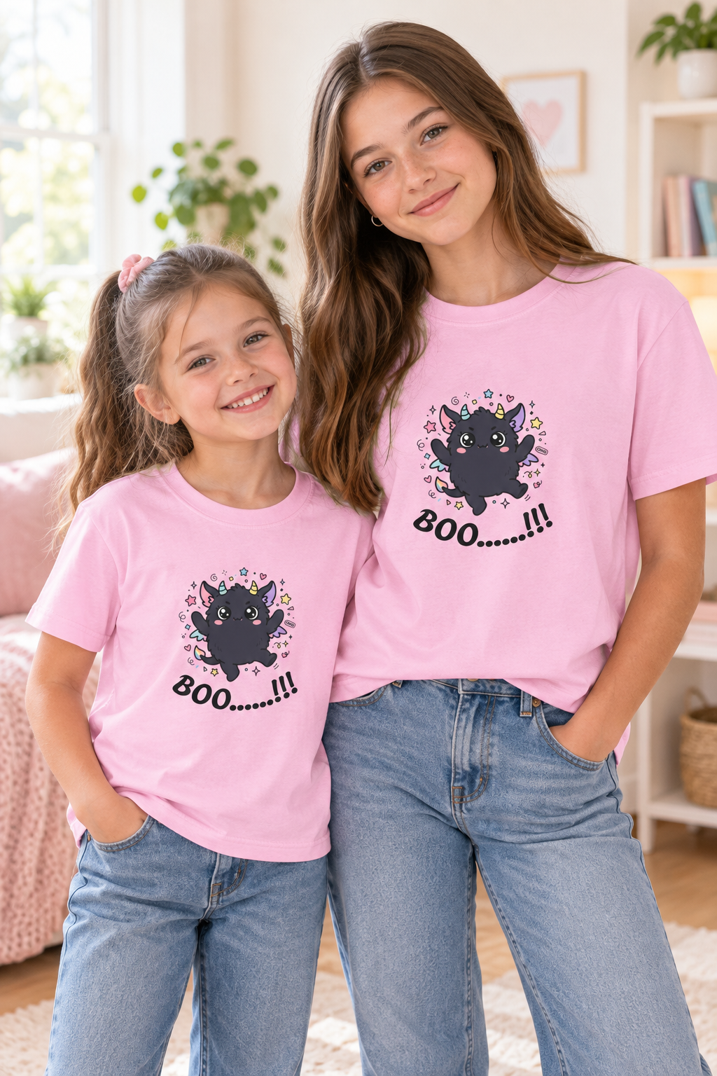 Kids' Magical Black Cat Tee — Cute Kawaii Kitty with Stars & Sparkles