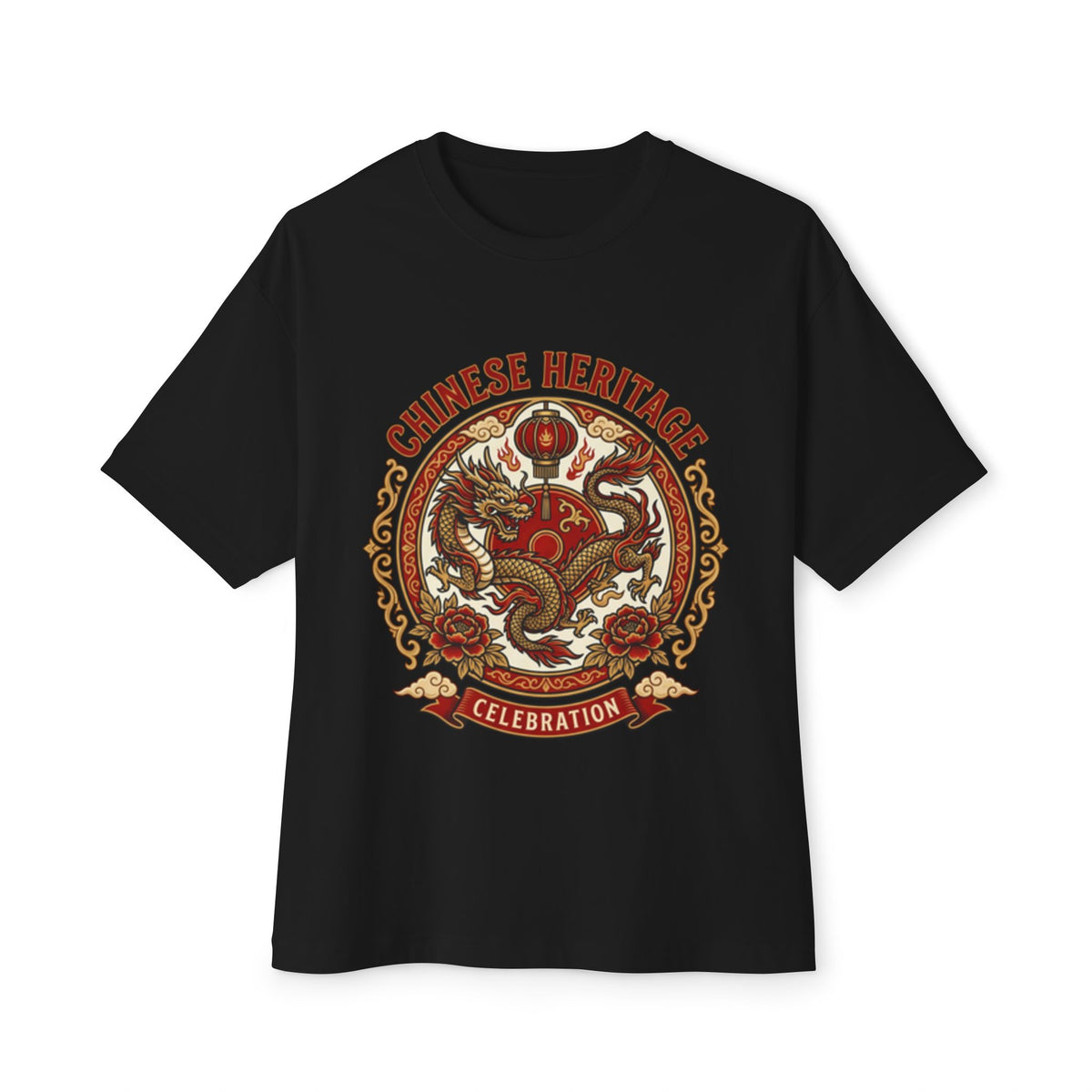 Chinese Heritage Celebration Tee — Dragon Emblem Oversized T‑Shirt