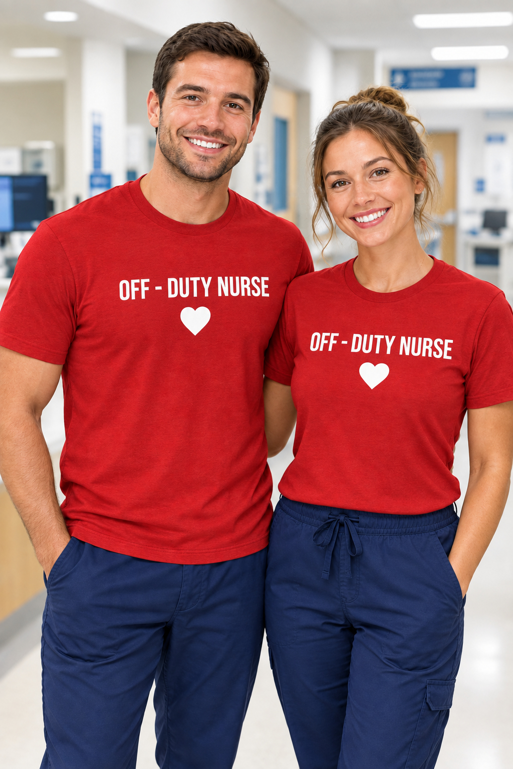 Off-Duty Nurse T-Shirt – Heart Graphic Relaxed Tee