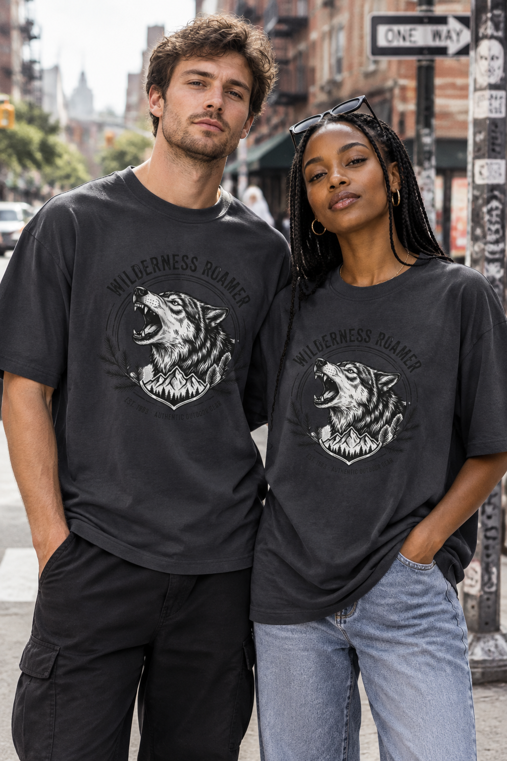 T-Shirt — 'Wilderness Roamer' Wolf Graphic Tee | Outdoor Adventure Shirt
