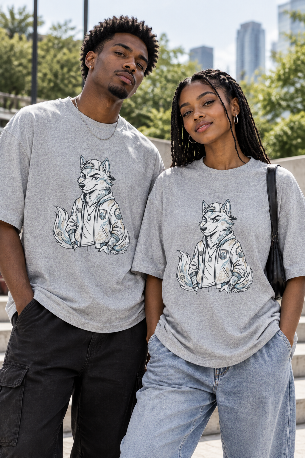 Wolf Character Tee — Cool Fox Jacket Graphic T-Shirt
