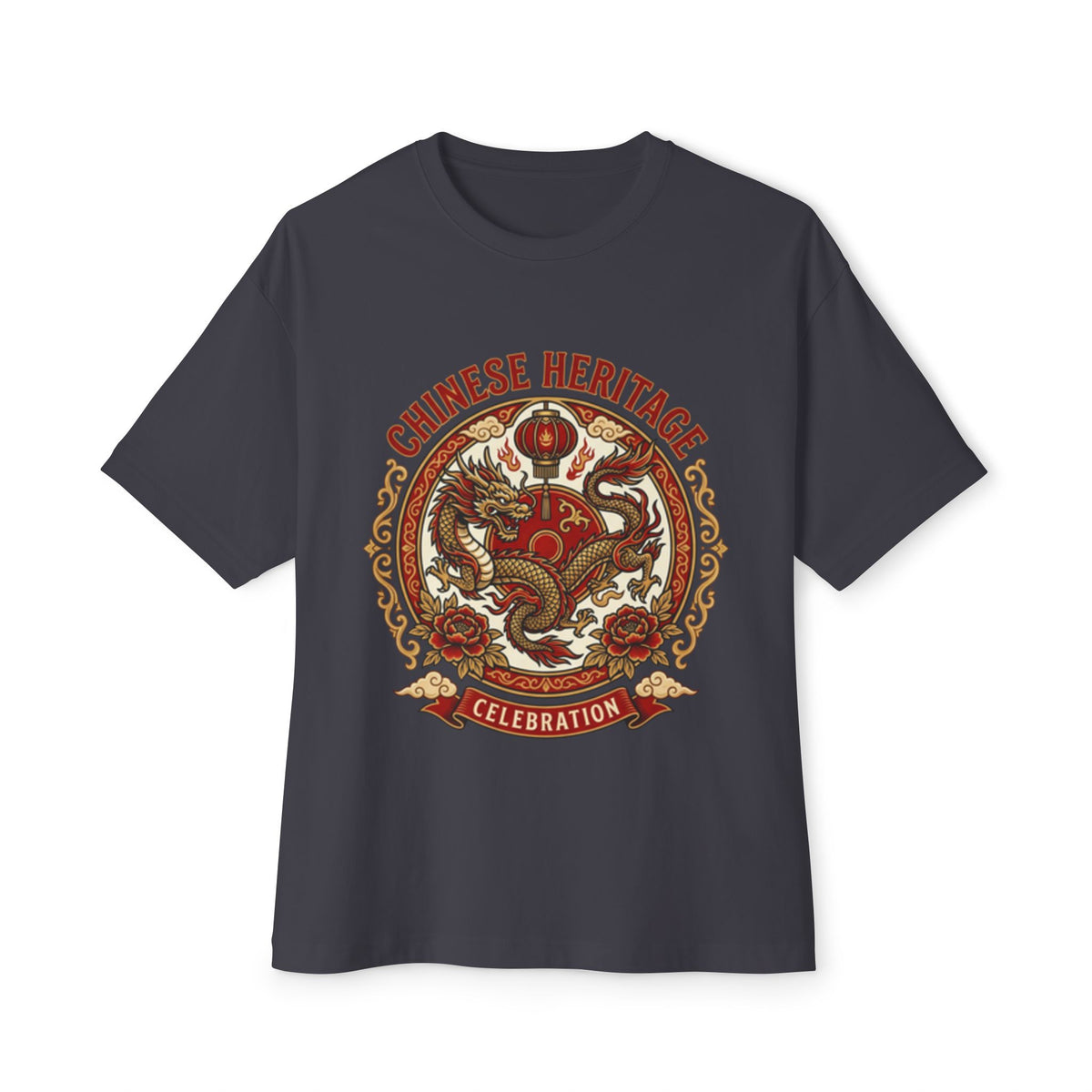 Chinese Heritage Celebration Tee — Dragon Emblem Oversized T‑Shirt