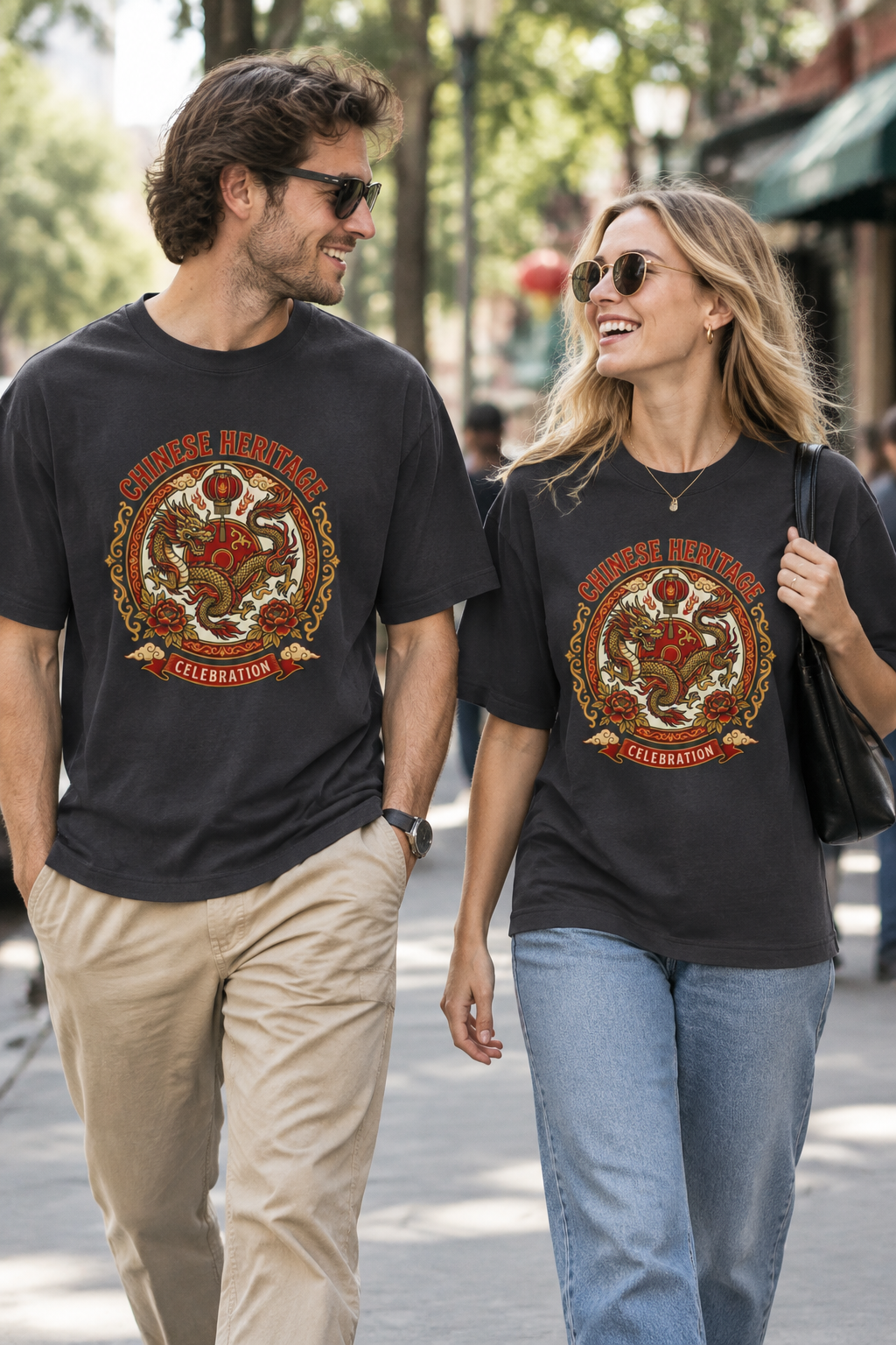 Chinese Heritage Celebration Tee — Dragon Emblem Oversized T‑Shirt