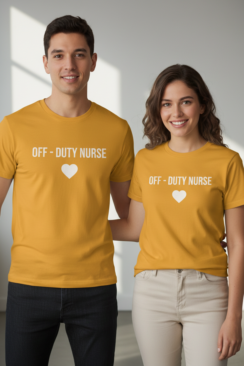 Off-Duty Nurse T-Shirt – Heart Graphic Relaxed Tee