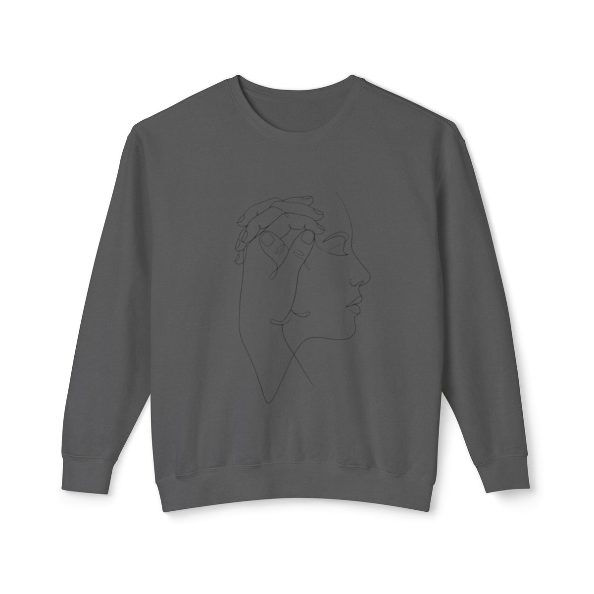 Minimal Line Art Profile Crewneck Sweatshirt — Elegant One-Line Face Design