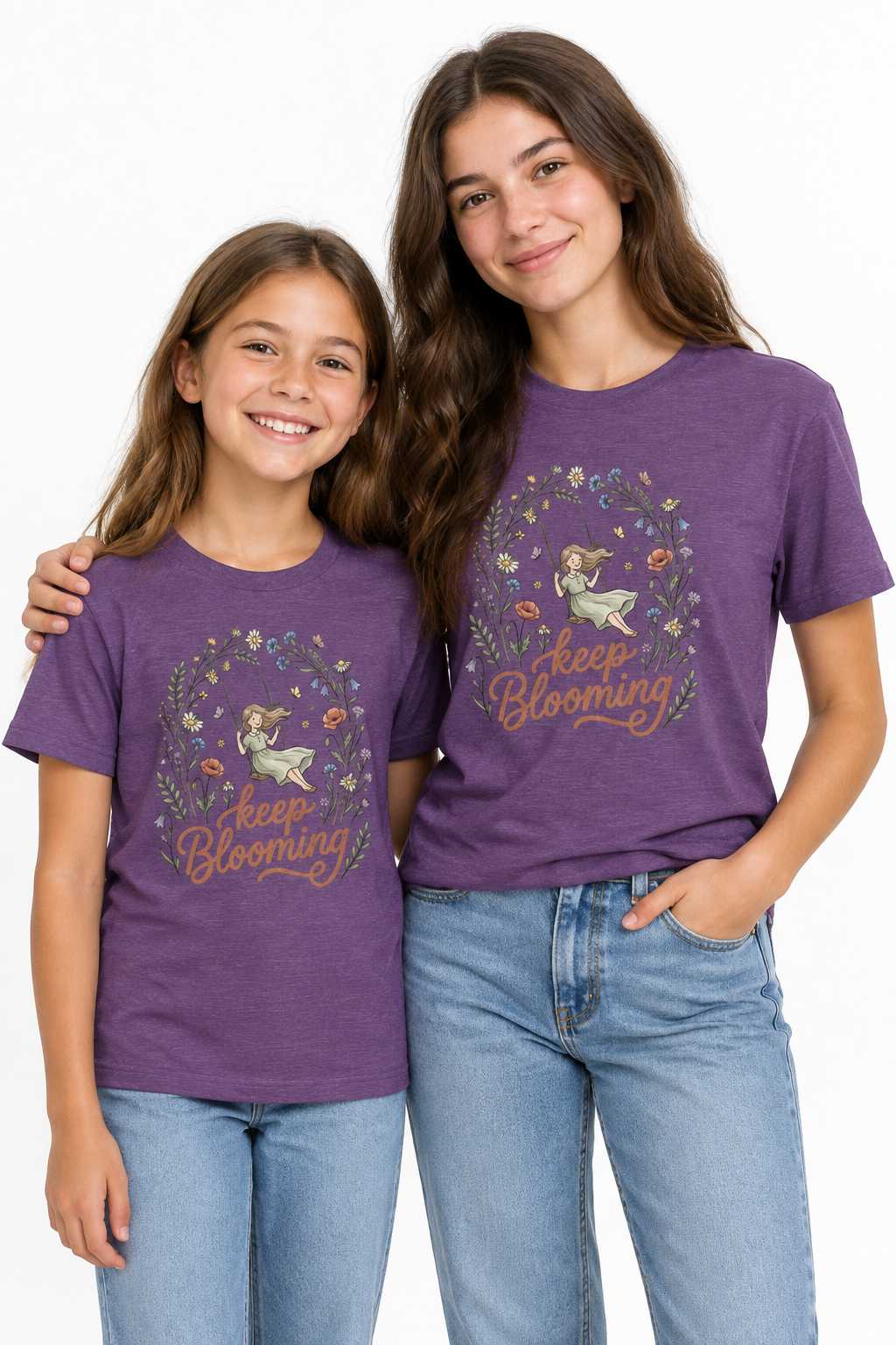 Youth Tee — "Keep Blooming" Floral Girl Gardening Shirt