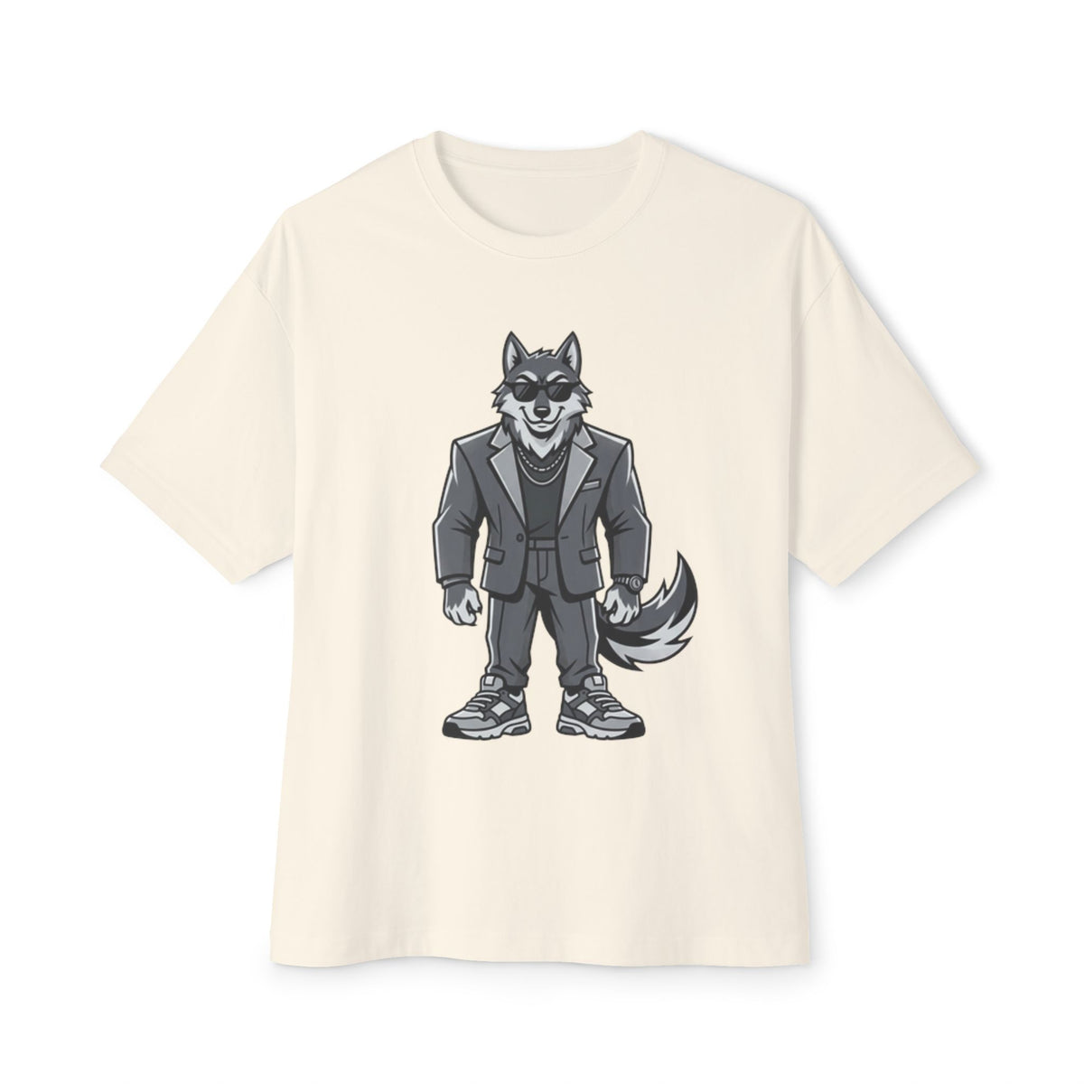 Wolf in Suit Tee — Cool Canine Graphic Oversized T-Shirt