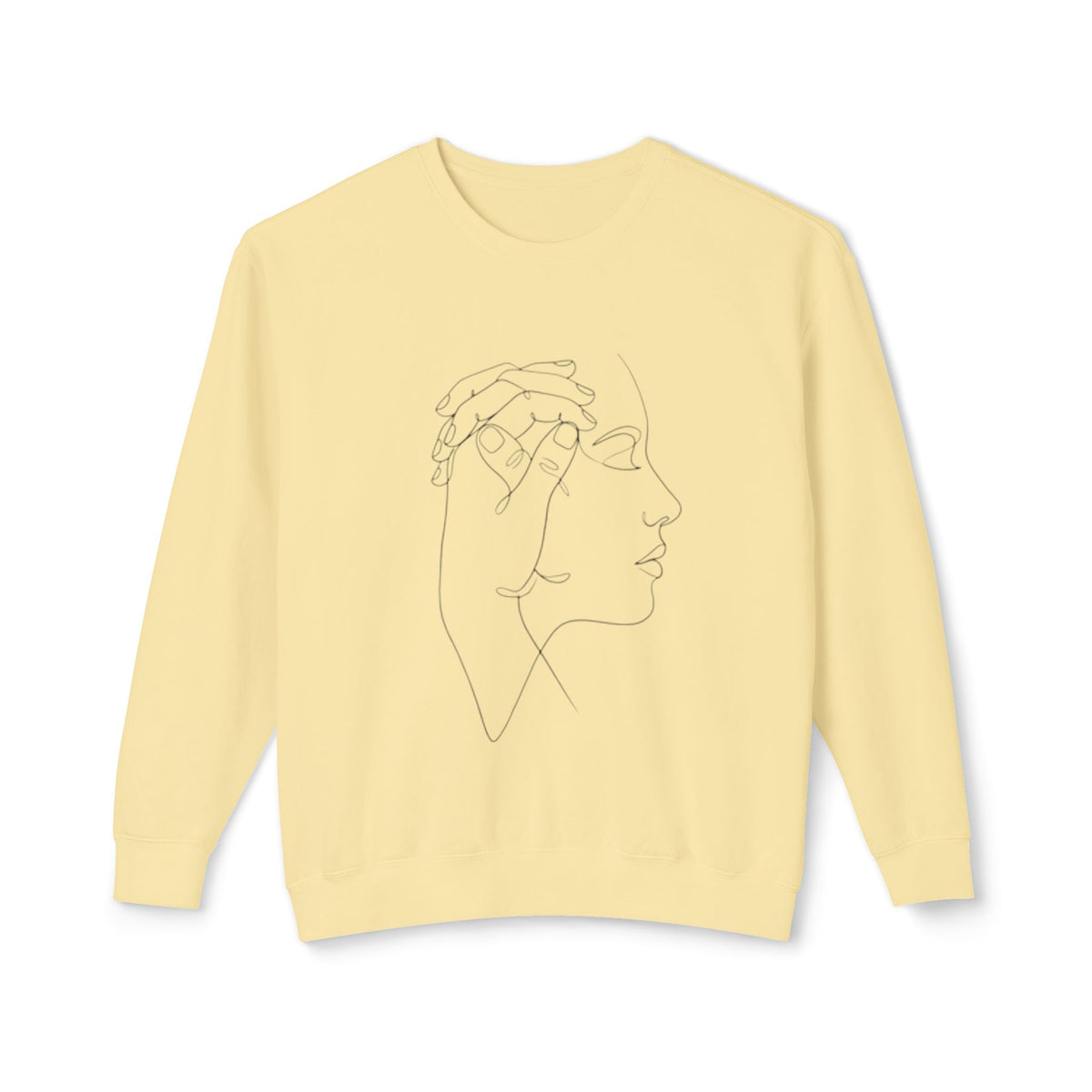 Minimal Line Art Profile Crewneck Sweatshirt — Elegant One-Line Face Design