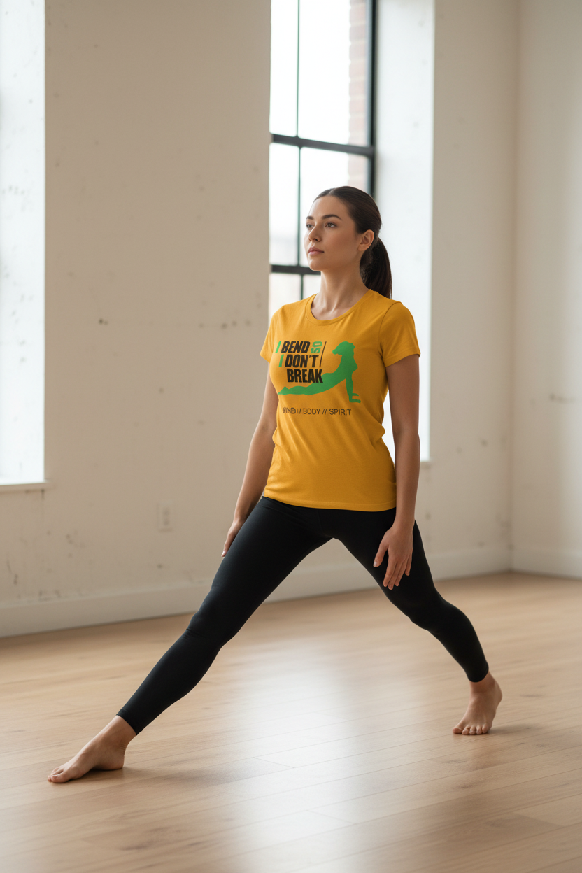 Yoga T-Shirt — “I Bend So I Don’t Break” Mind // Body // Spirit Tee