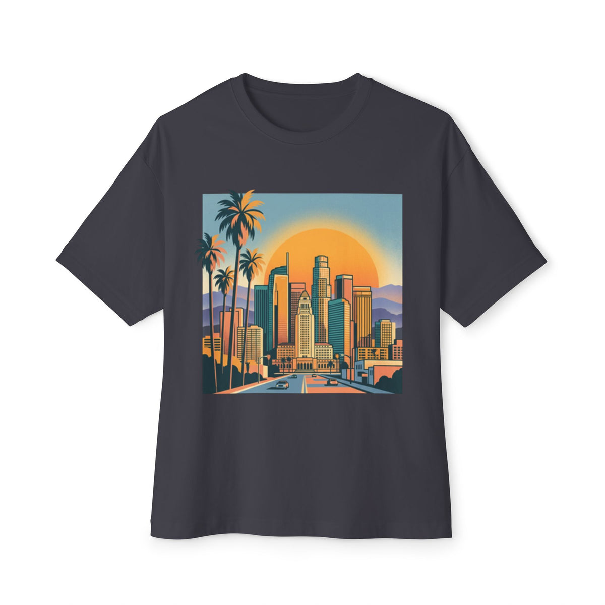 Sunset Cityscape Tee — Retro Los Angeles Skyline T-Shirt