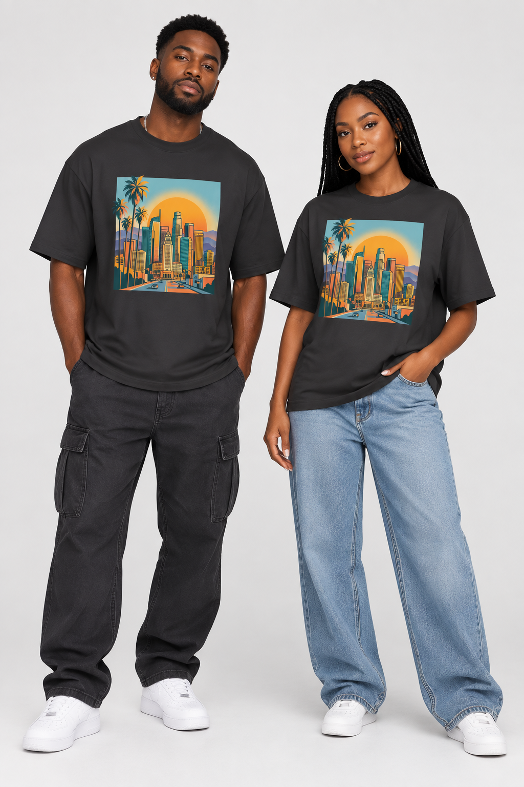 Sunset Cityscape Tee — Retro Los Angeles Skyline T-Shirt