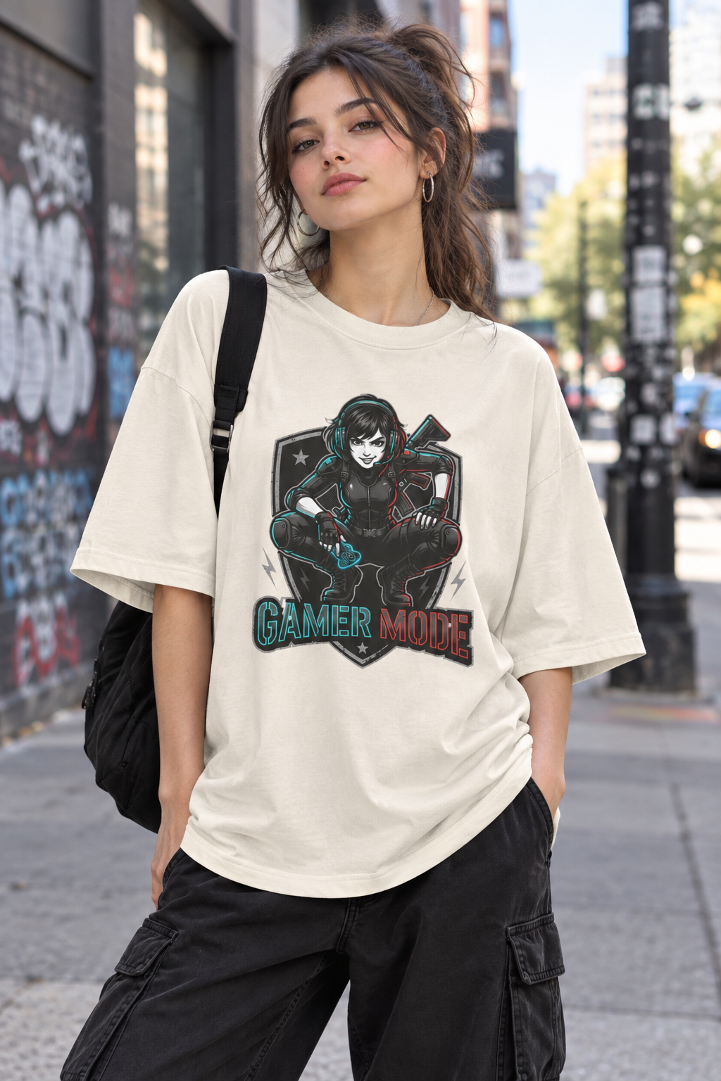 Gamer Mode Graphic Tee — Retro Female Gamer Design
