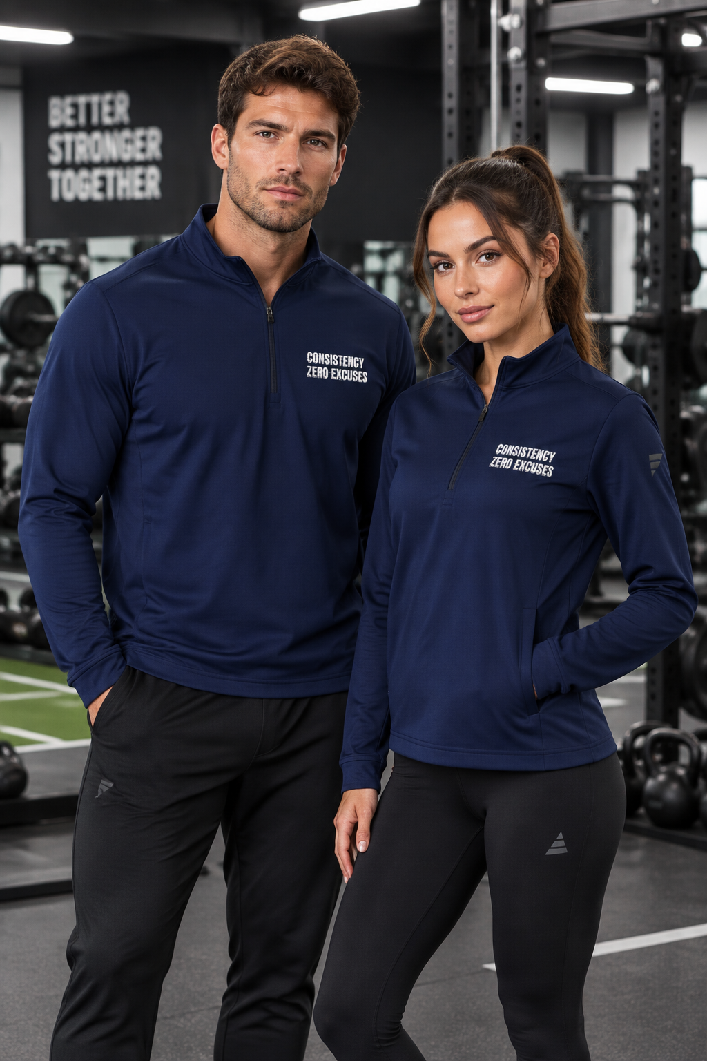 Embroidered Quarter-Zip Pullover — Small Chest Logo