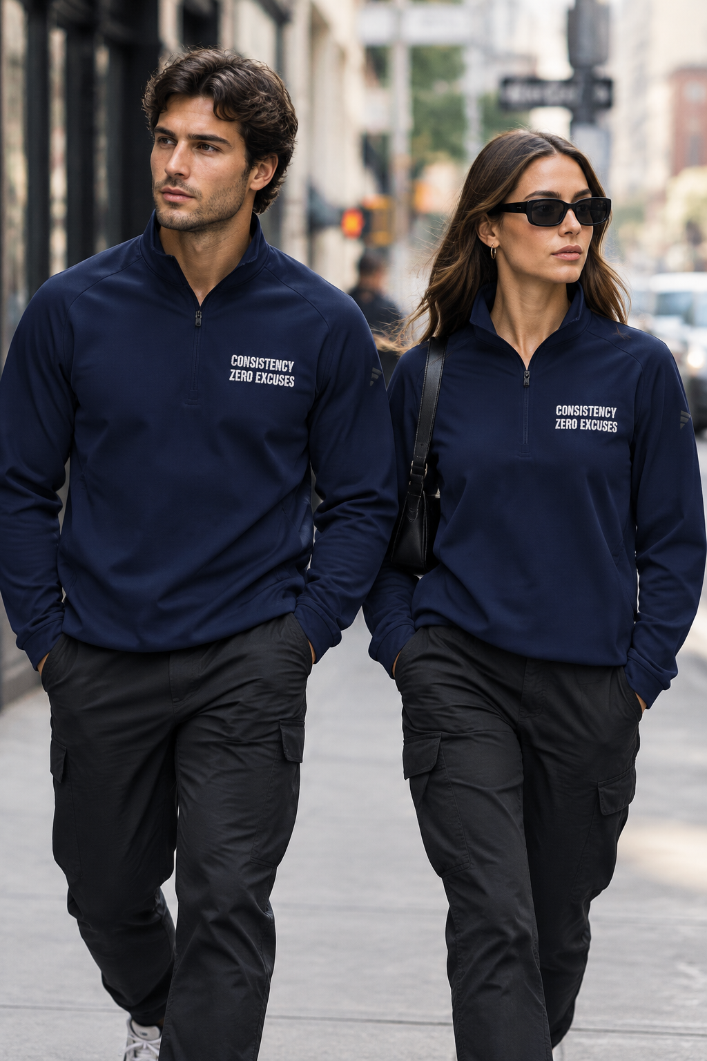 Embroidered Quarter-Zip Pullover — Small Chest Logo