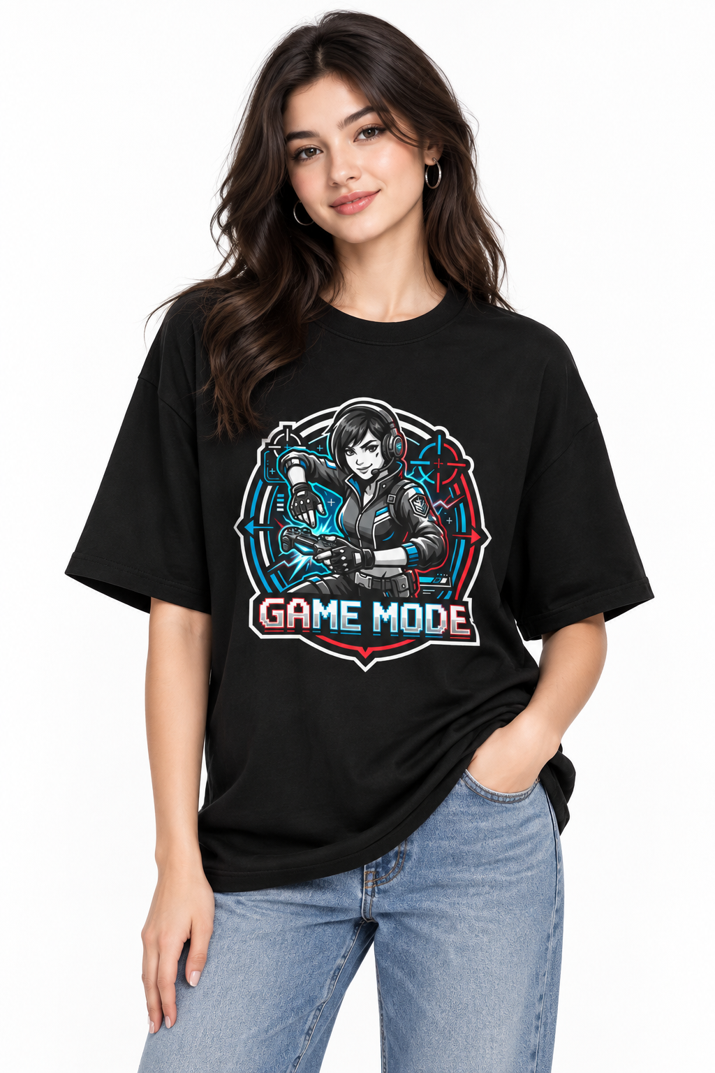 Game Mode Tee — Gamer Graphic Oversized T‑Shirt