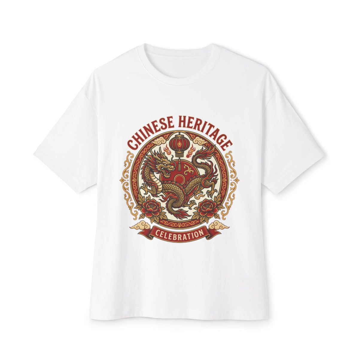 Chinese Heritage Celebration Tee — Dragon Emblem Oversized T‑Shirt