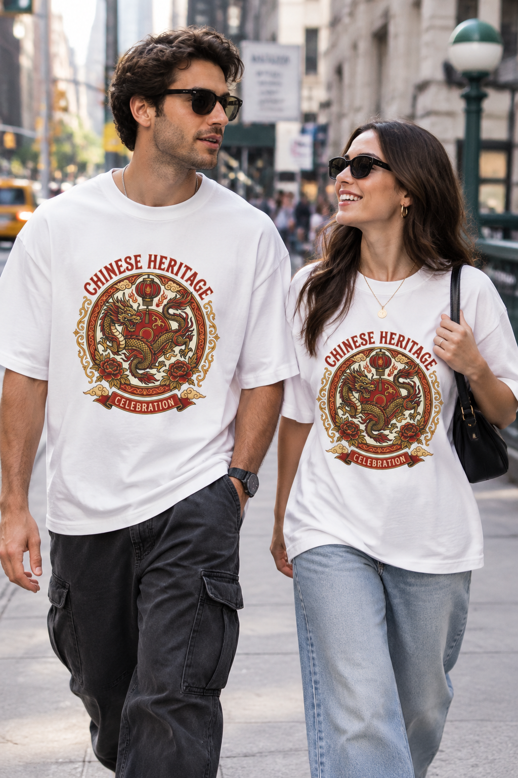 Chinese Heritage Celebration Tee — Dragon Emblem Oversized T‑Shirt