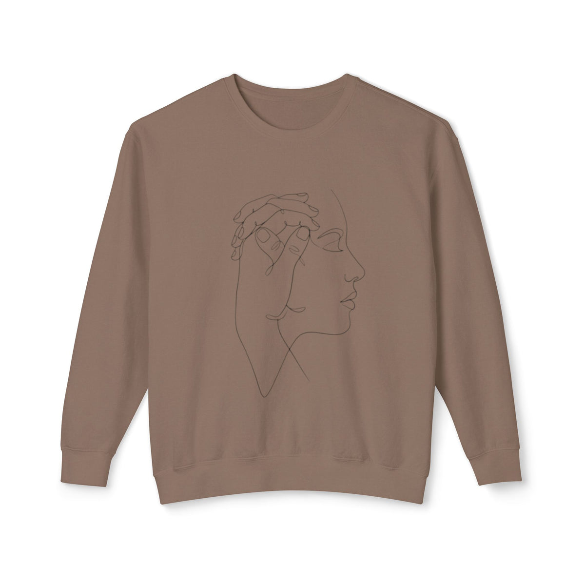Minimal Line Art Profile Crewneck Sweatshirt — Elegant One-Line Face Design