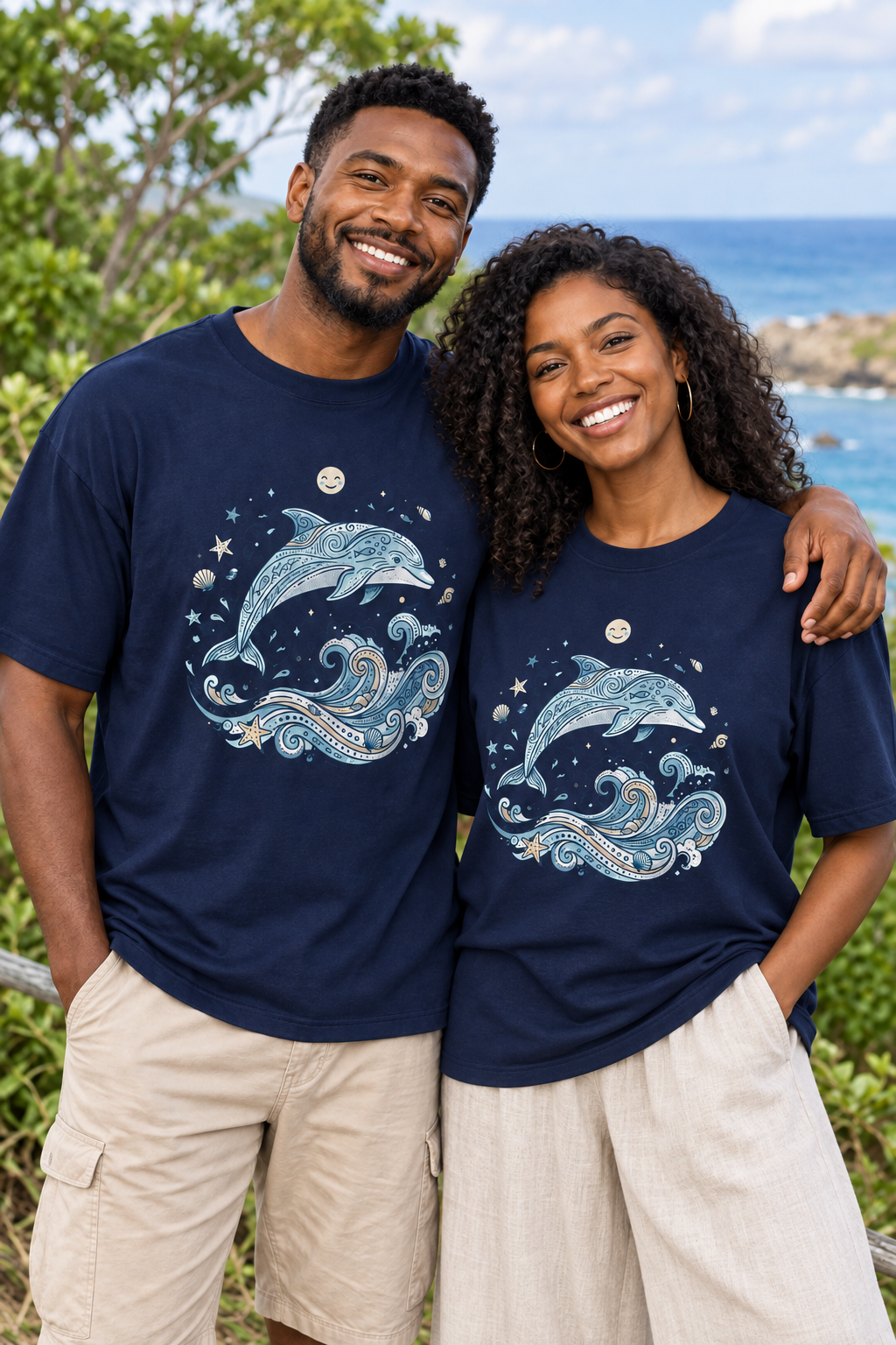 Dolphin Wave Tee — Nautical Ocean Art Graphic T-Shirt