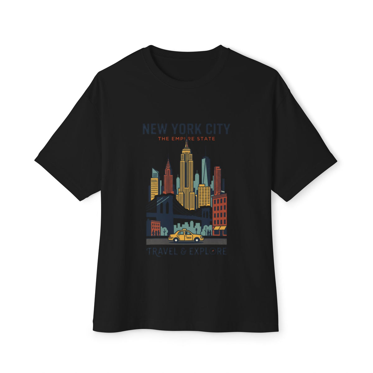 New York City Skyline Tee — "Travel & Explore" Vintage NYC Graphic Shirt