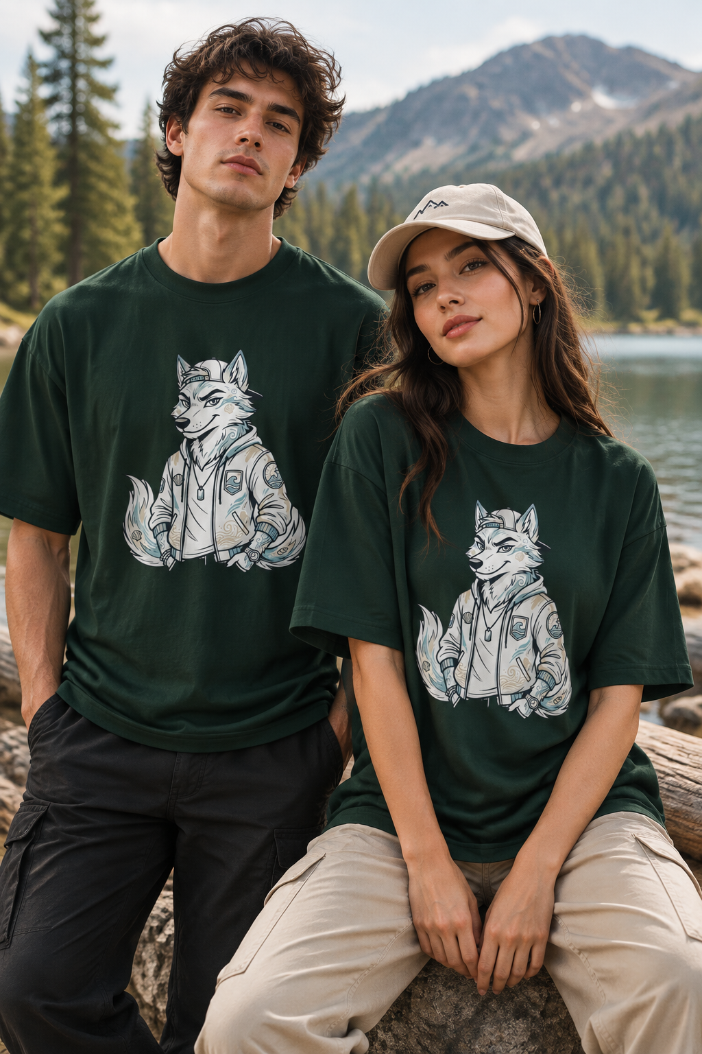 Wolf Character Tee — Cool Fox Jacket Graphic T-Shirt